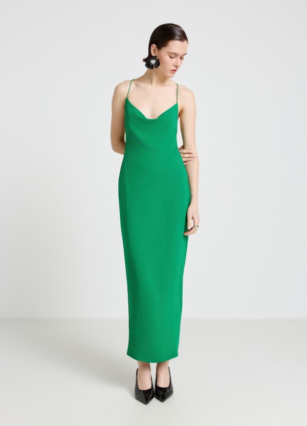 Vestito lungo scollato con spalline incrociate