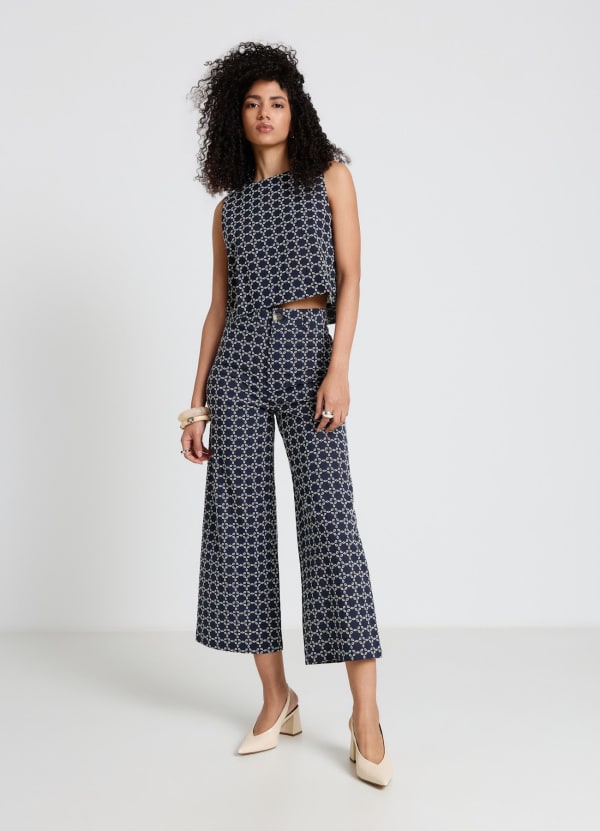 Pantaloni culotte con ricamo
