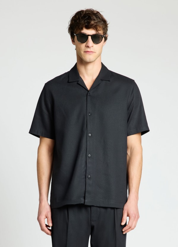 Camicia bowling in misto lino