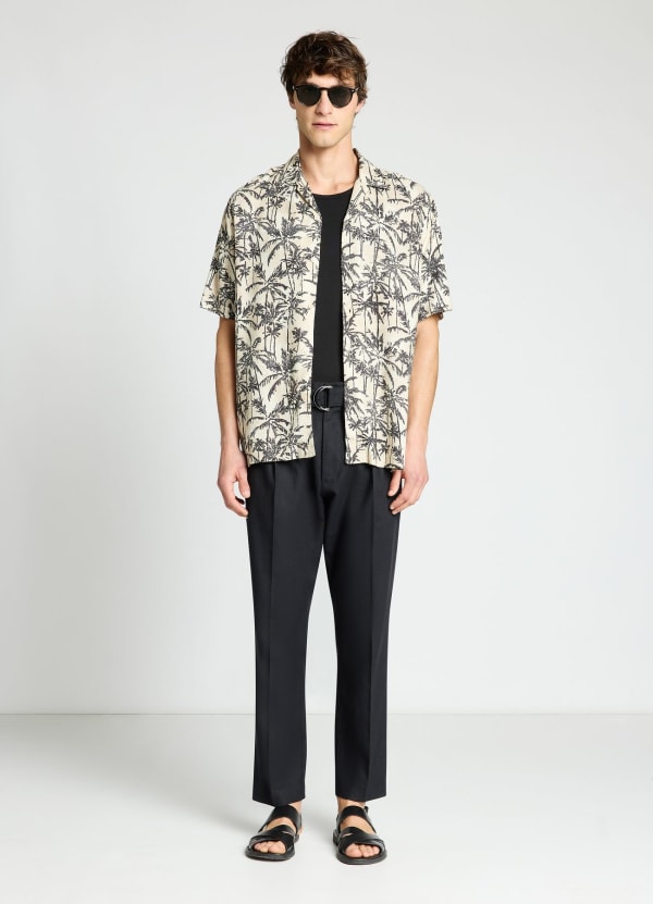 Camicia bowling con stampa palme