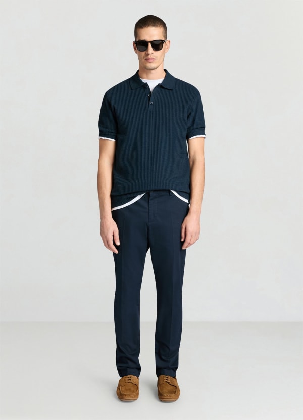 Pantaloni chino in tessuto operato