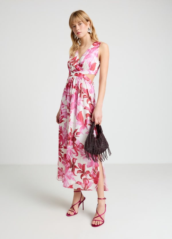 Vestito lungo con cut-out e stampa floreale