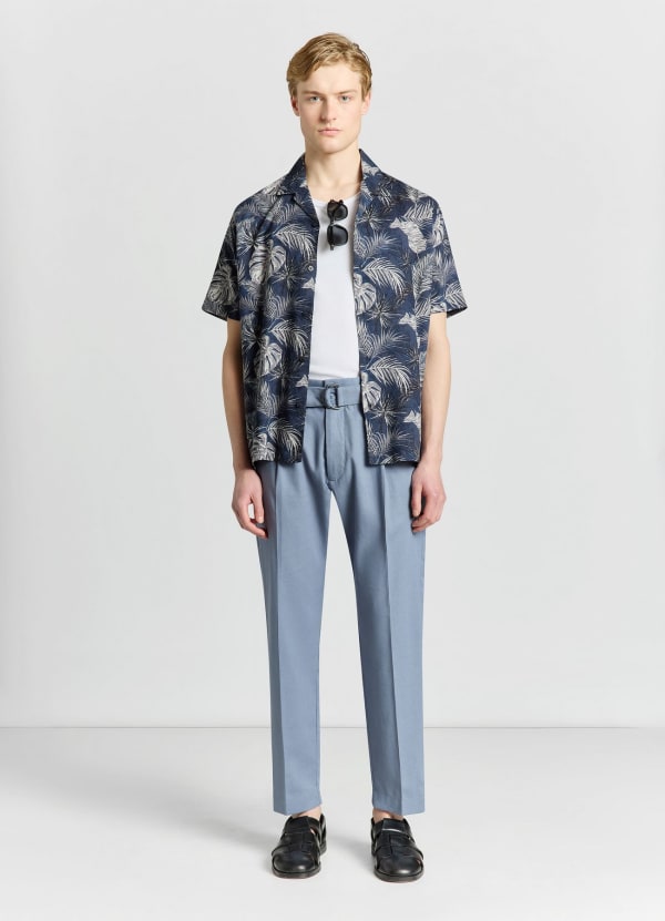 Camicia bowling con stampa fogliame