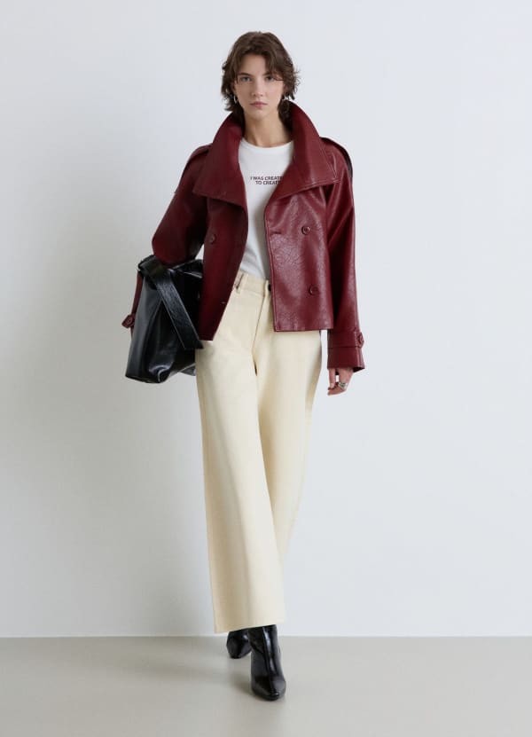Pantaloni wide leg a vita regolare