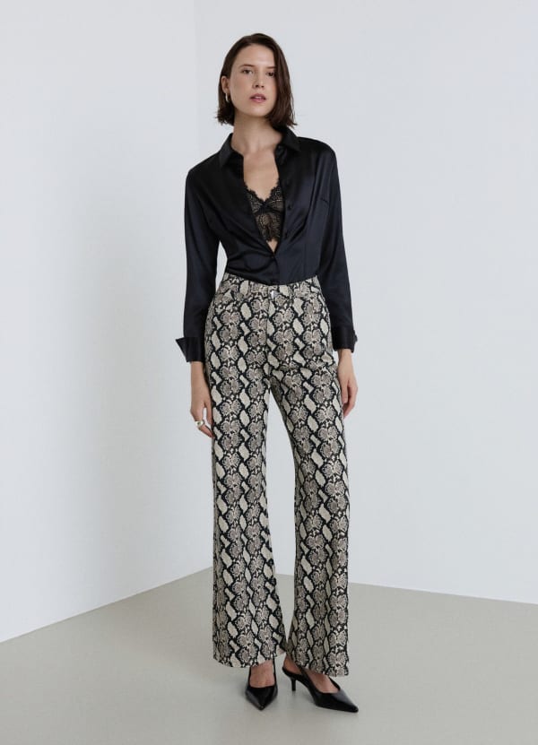 Camicia crop similsatin tinta unita