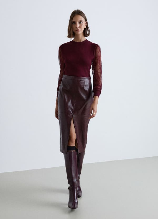 T-shirt con maniche in pizzo