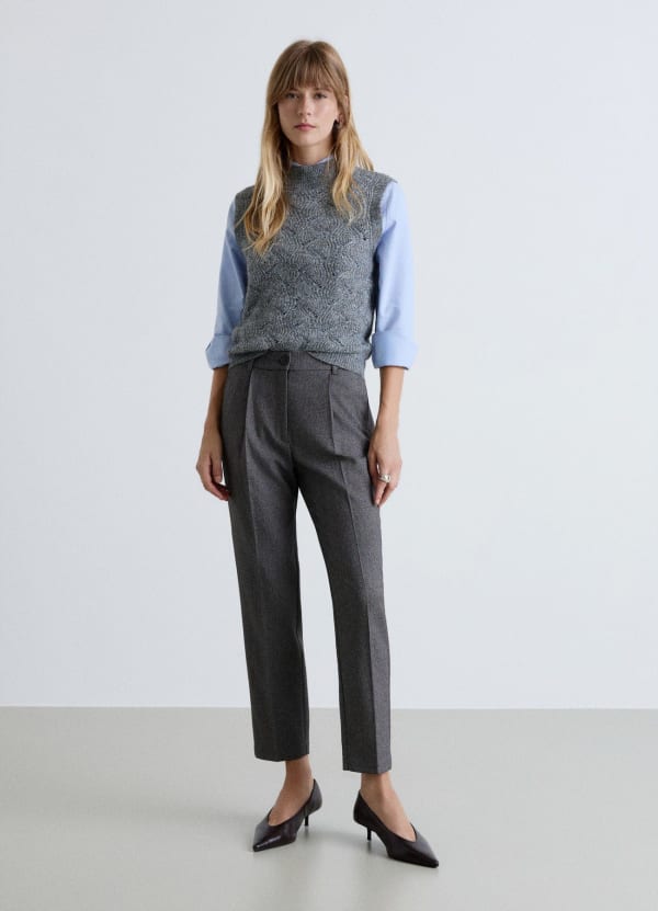 Gilet in maglia traforata effetto luccicante