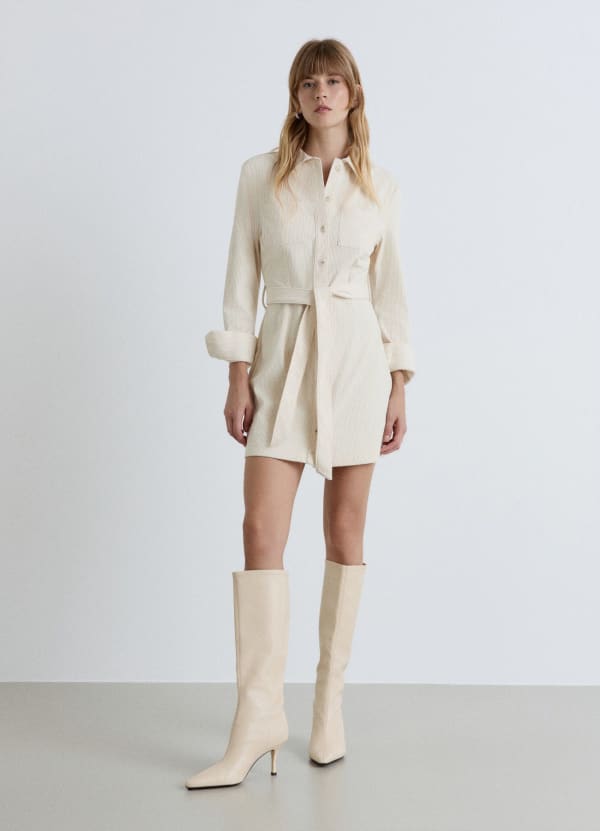 Vestito chemisier corto con cintura