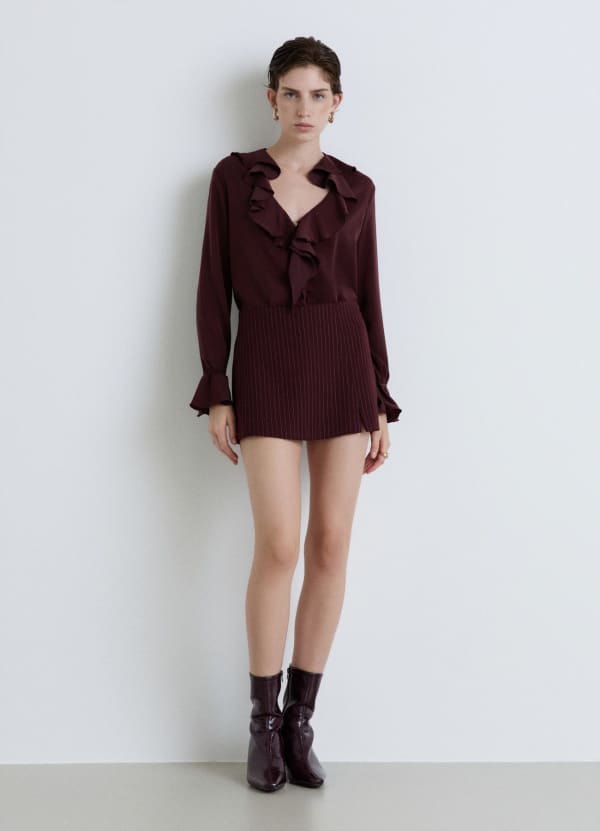 Gonna-pantalone gessati con spacco