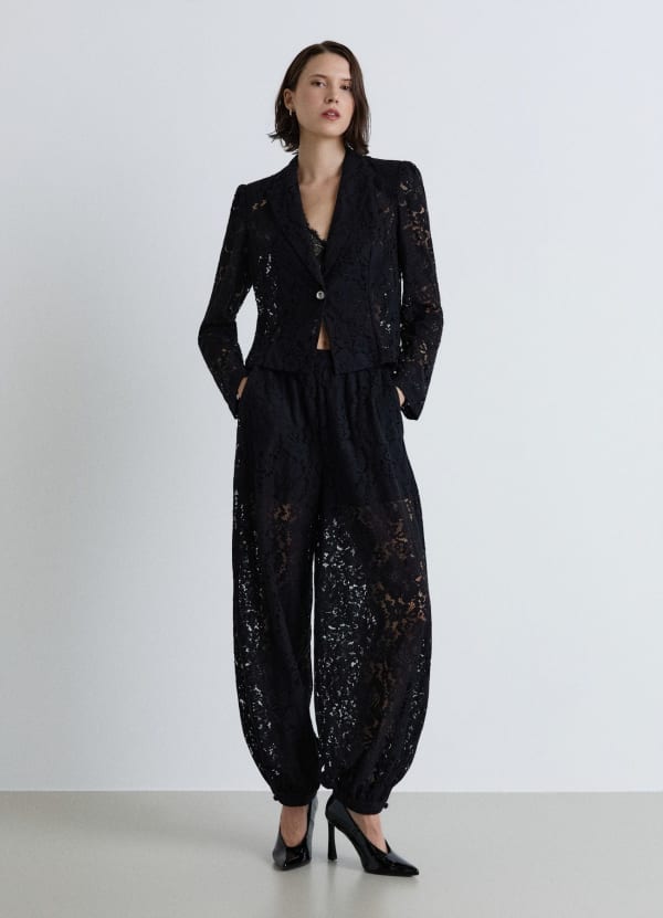 Pantaloni balloon in pizzo