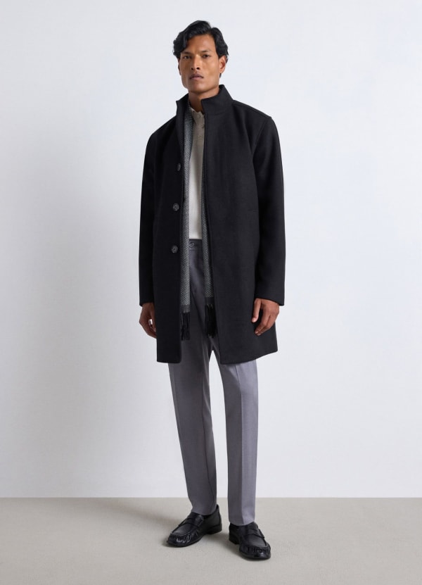 Cappotto con collo in piedi a tinta unita