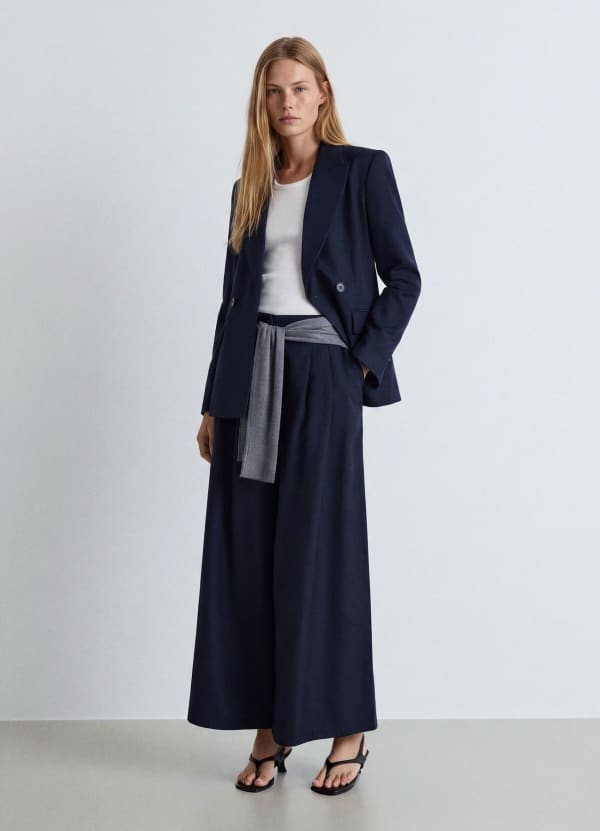 Pantaloni culotte crop wide leg fantasia spinata