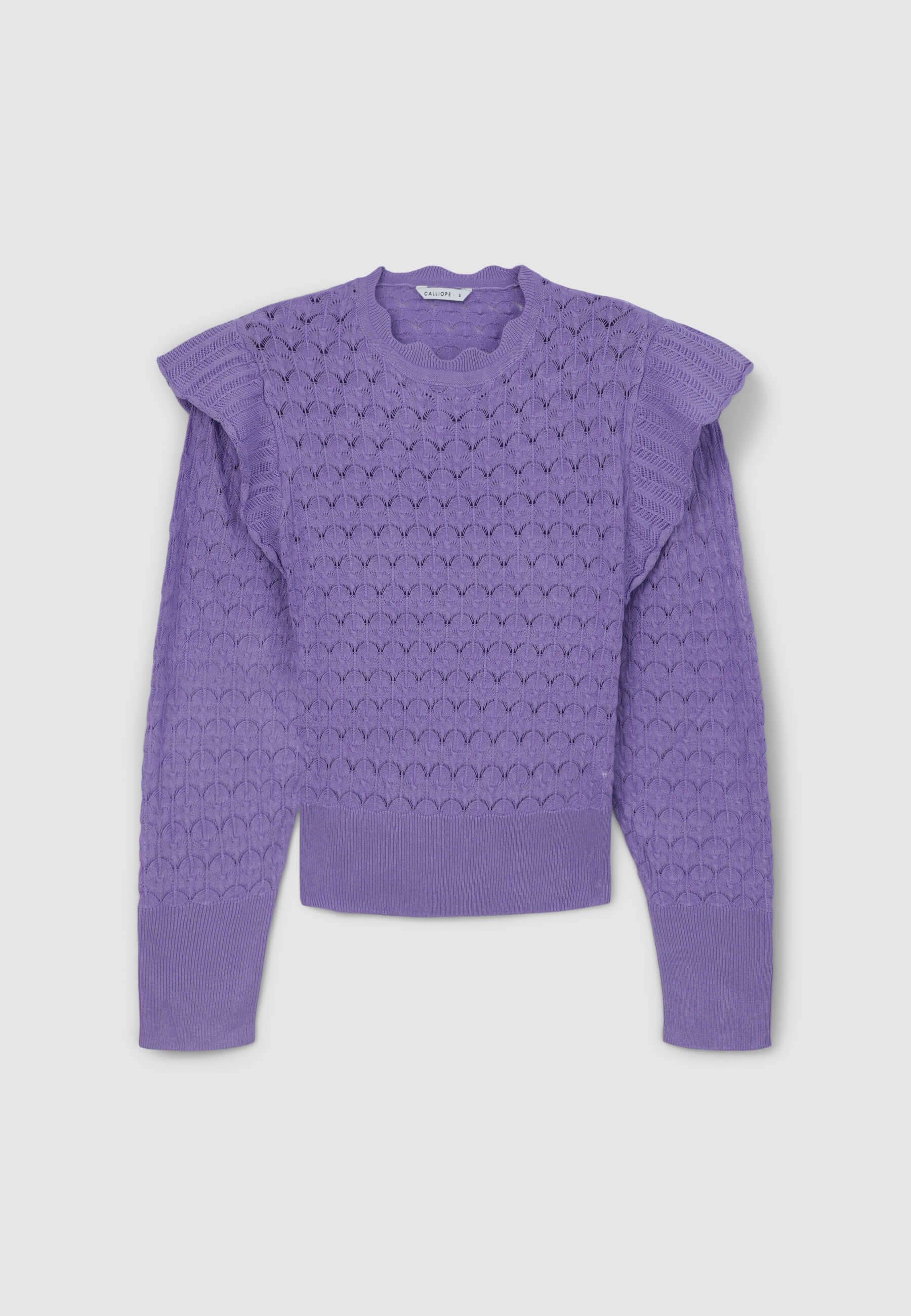 Maglia traforata con volants