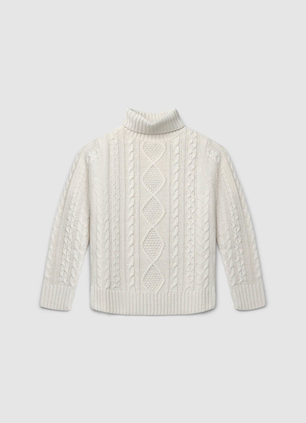 Maglione dolcevita con lavorazione trecce