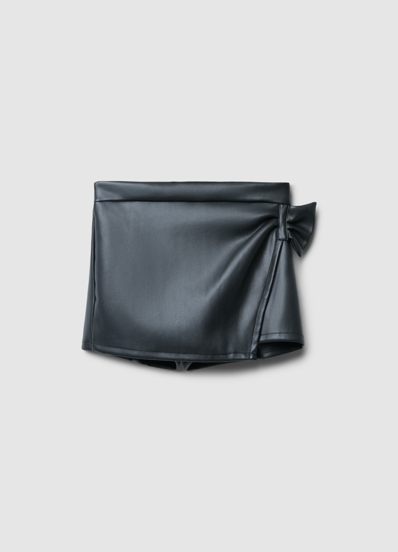 Gonna-pantalone similpelle con fiocco
