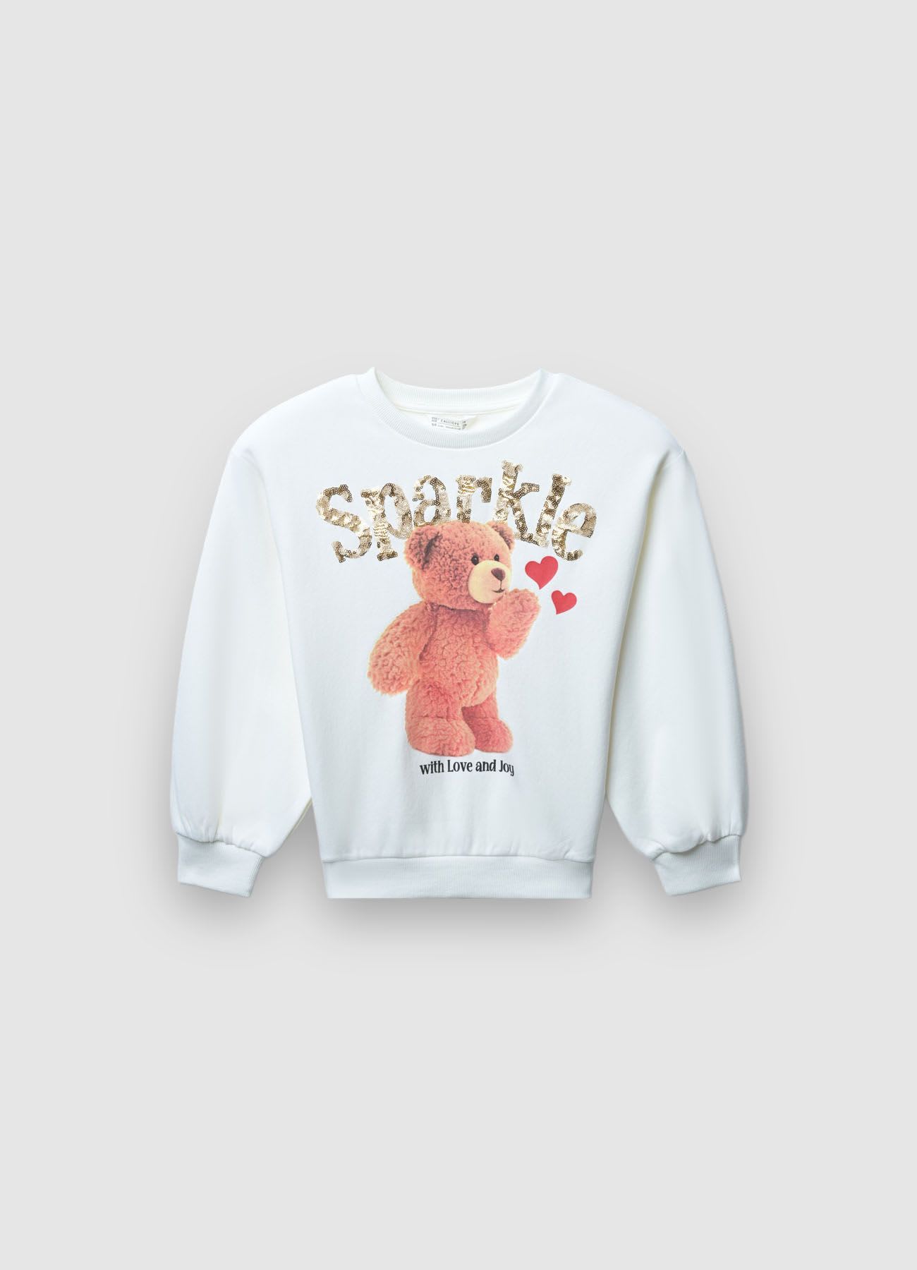Felpa con stampa orso e scritta