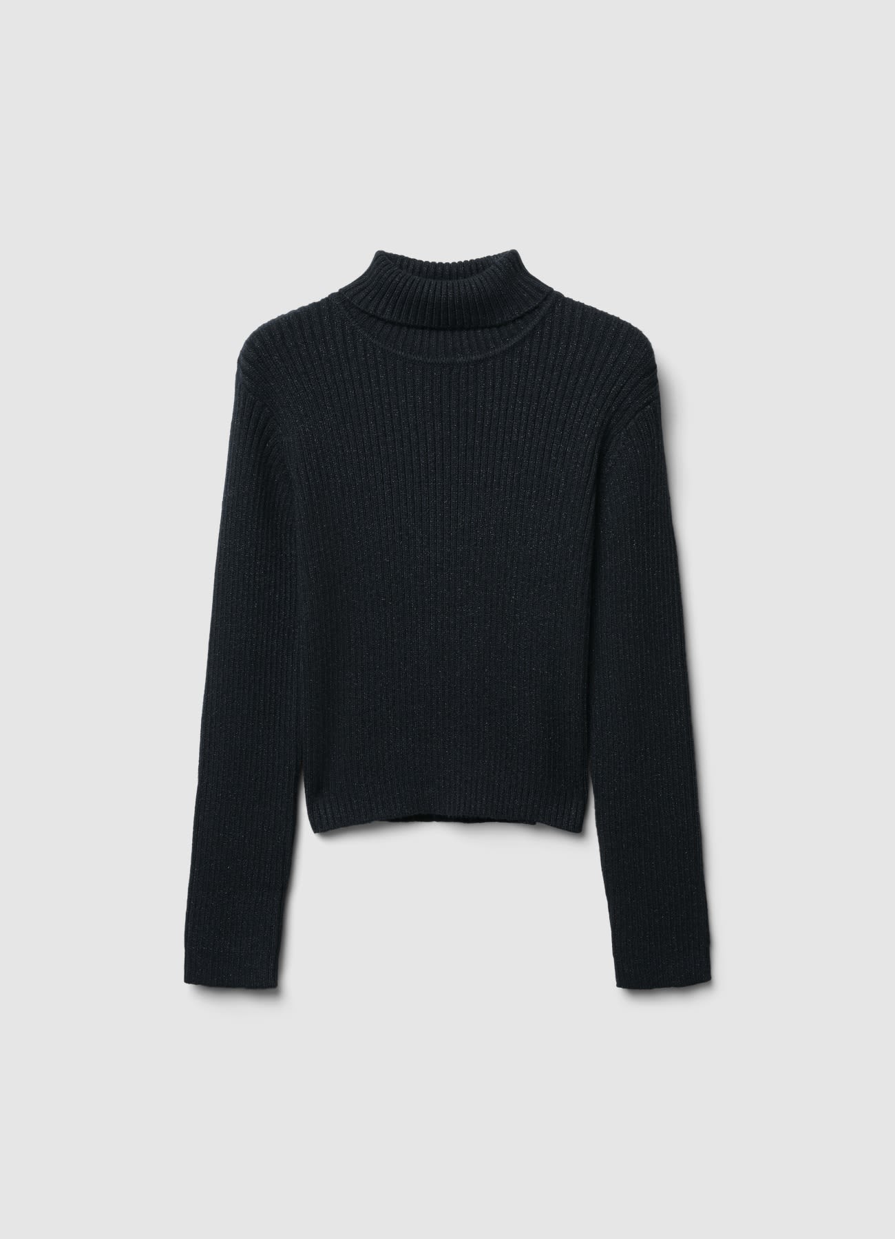 Maglia dolcevita a costine effetto luminescente