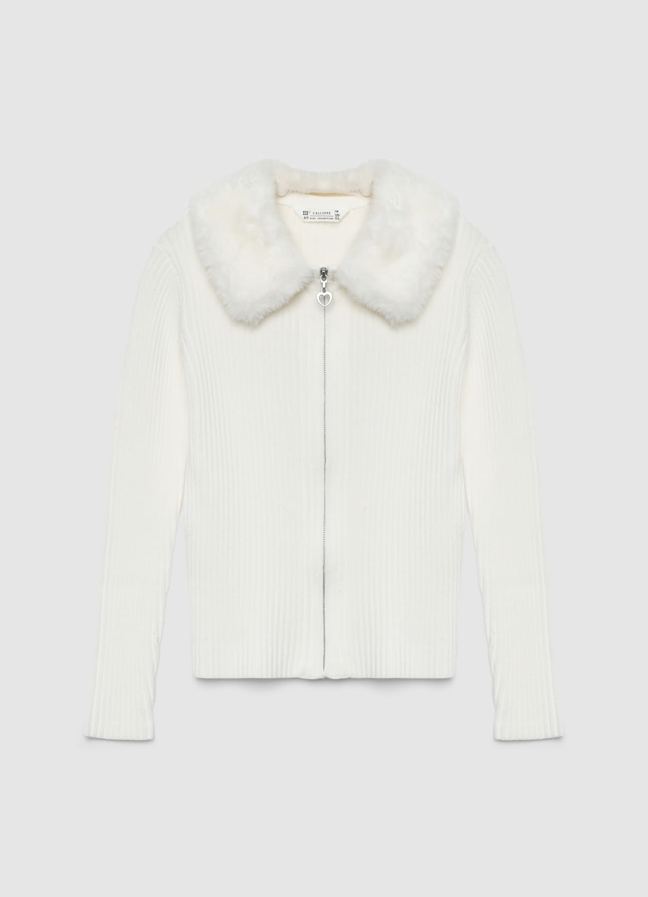 Maglia con zip e collo in similpelliccia