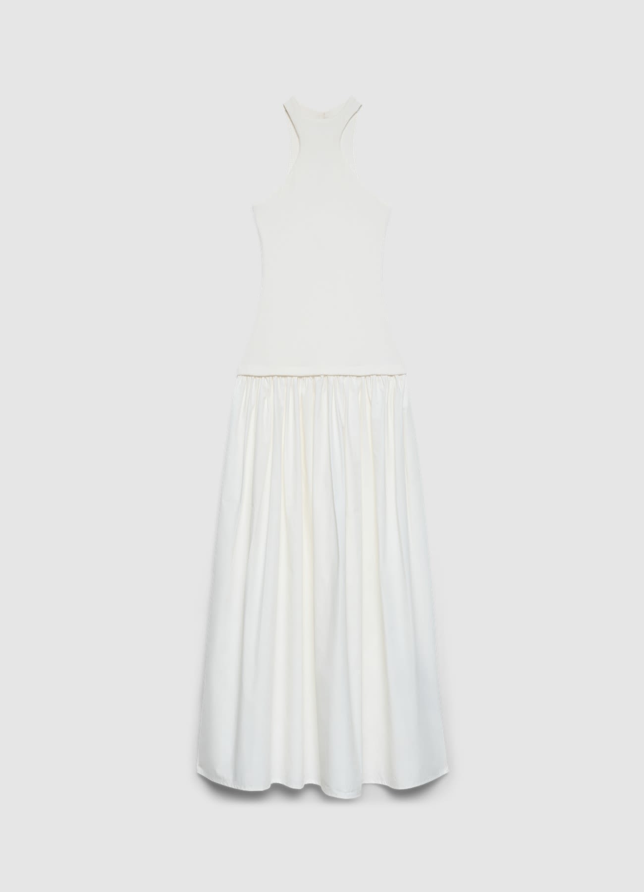 Vestito lungo smanicato con collo alto