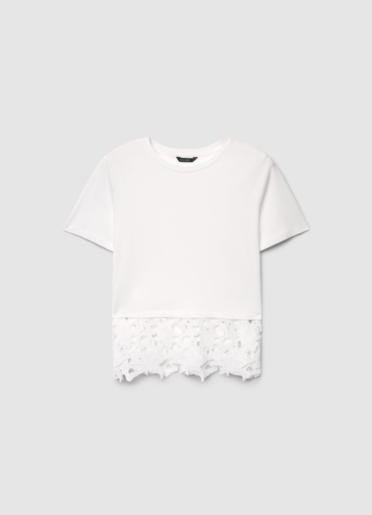 T-shirt con fondo in sangallo