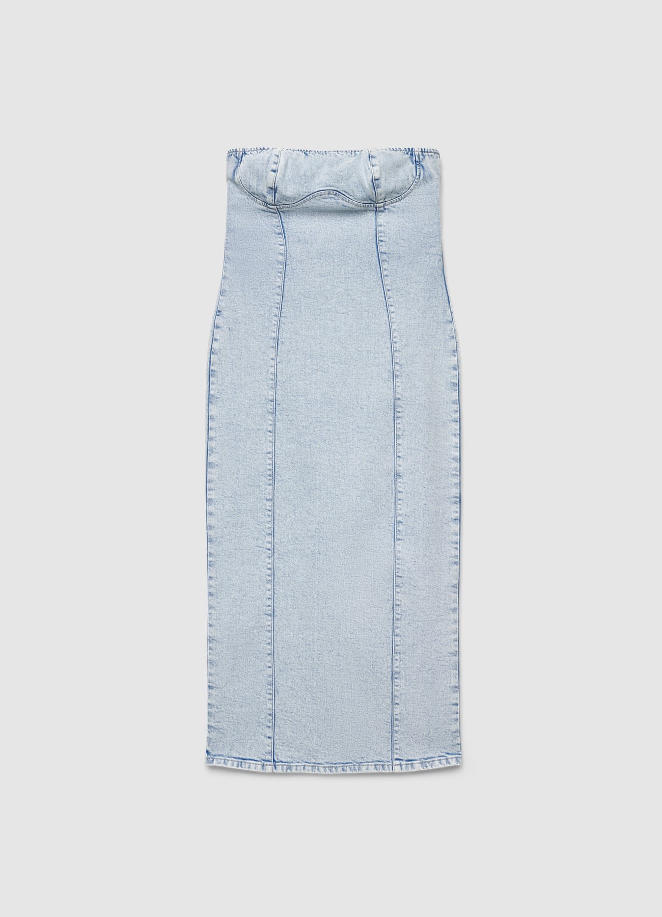 Abito tubino lungo in denim a tinta unita
