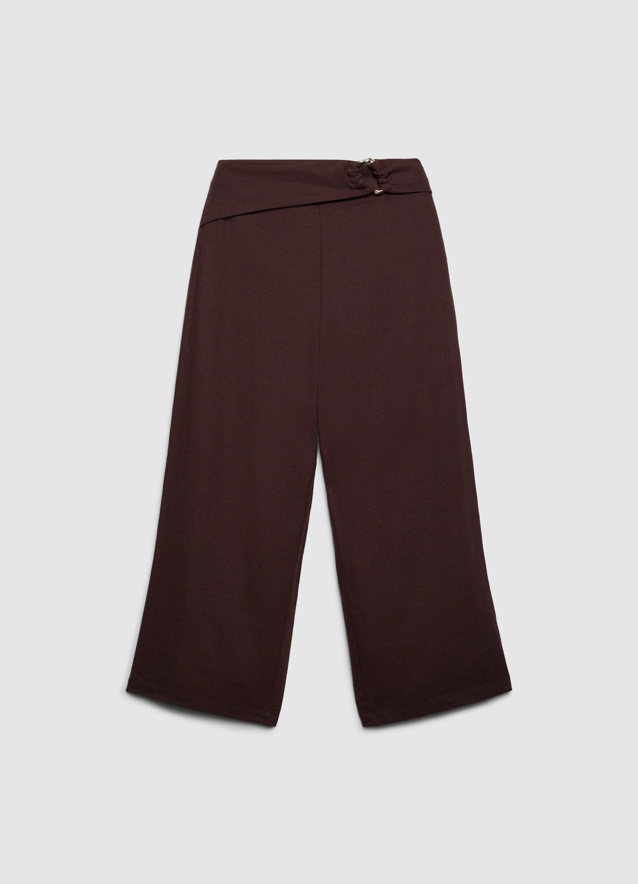 Pantaloni culotte con fibbia in lino