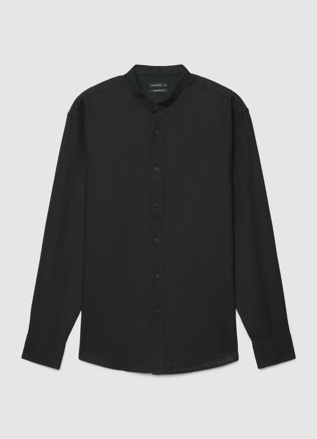 Camicia collo alla coreana misto lino