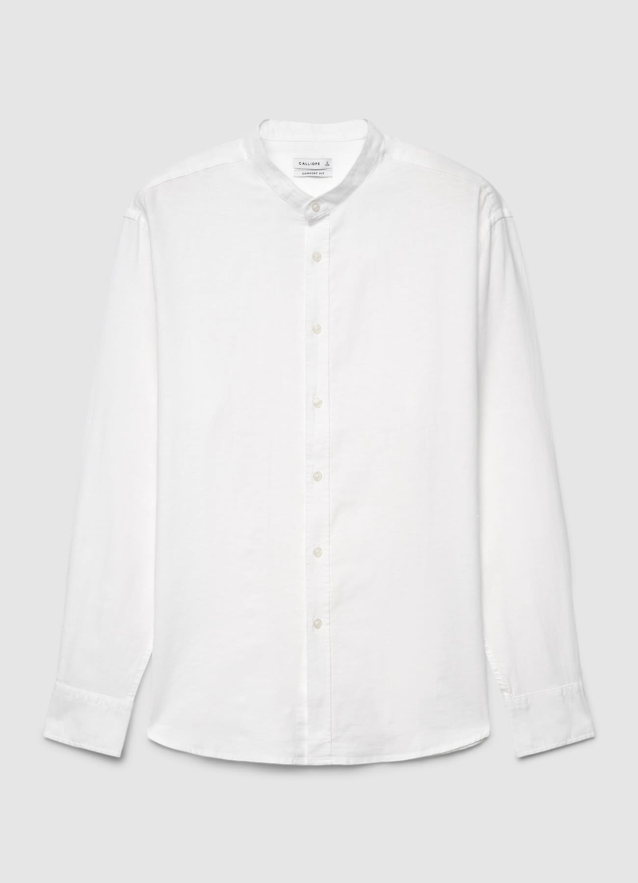 Camicia collo alla coreana misto lino