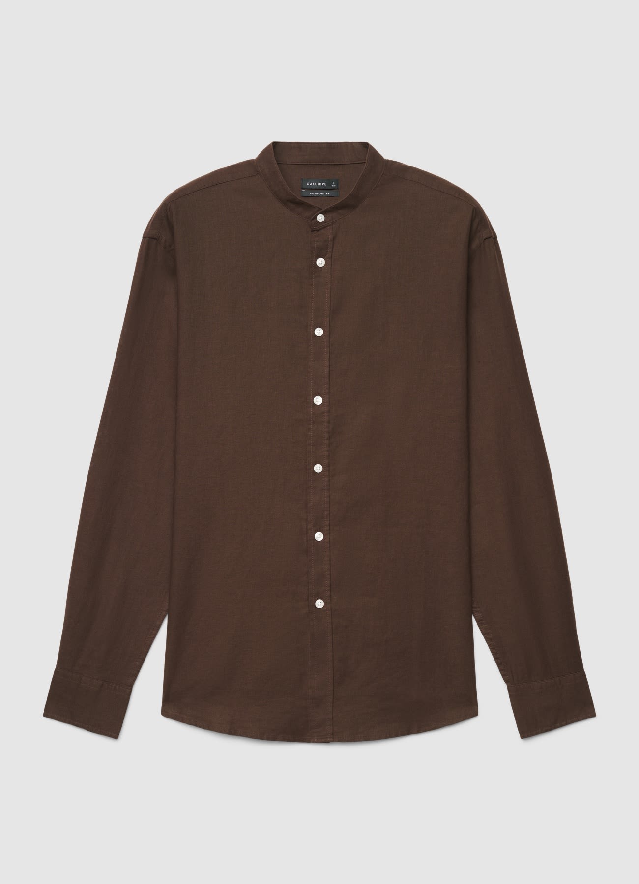 Camicia collo alla coreana misto lino