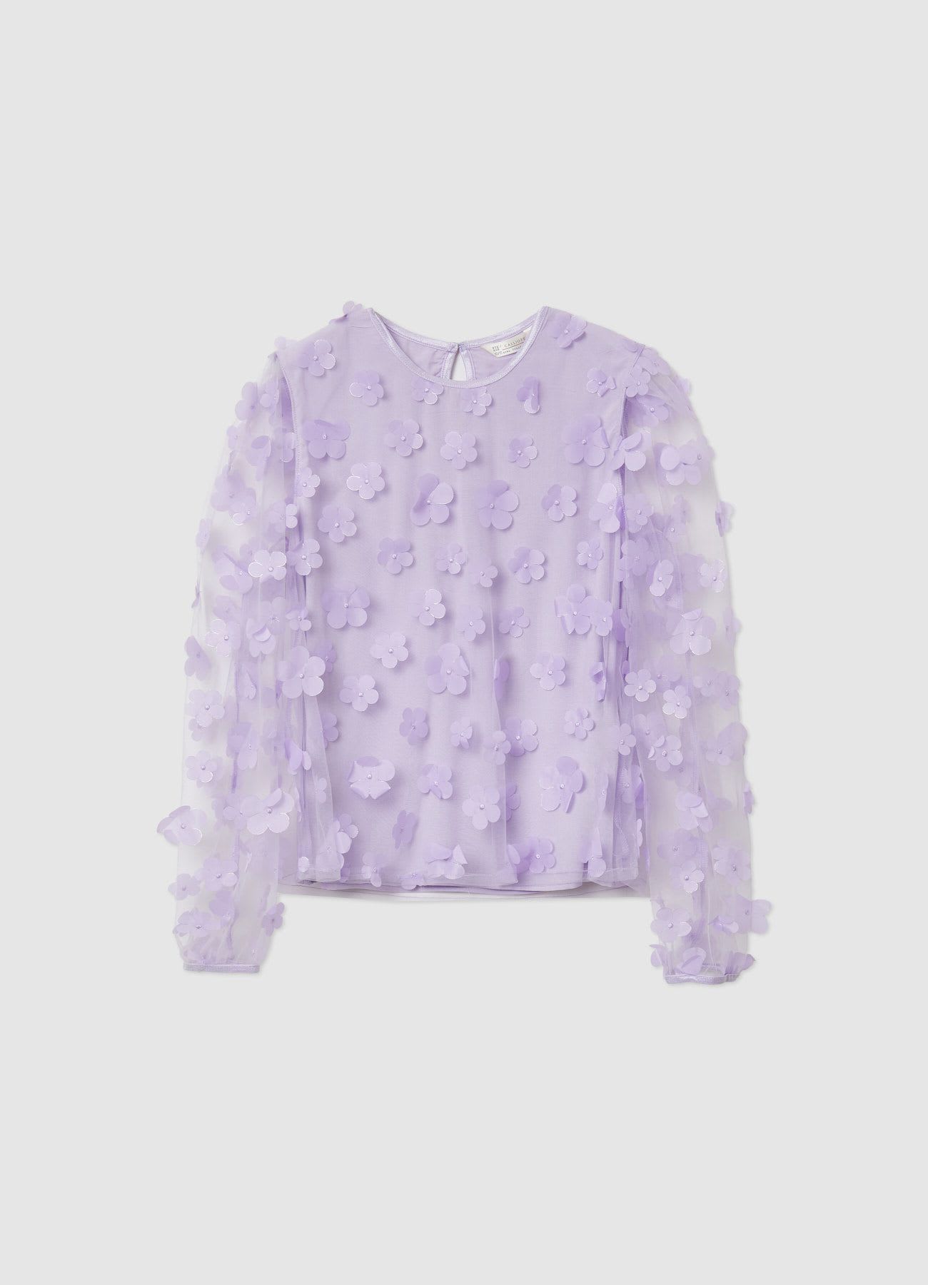 Camicia con applicazioni floreali
