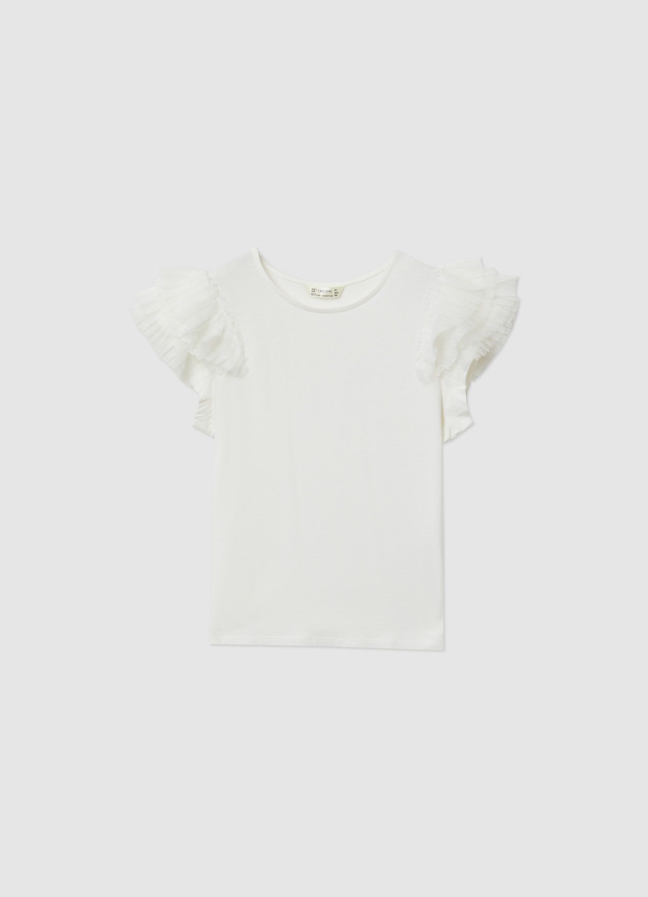T-shirt maniche a balze in tulle