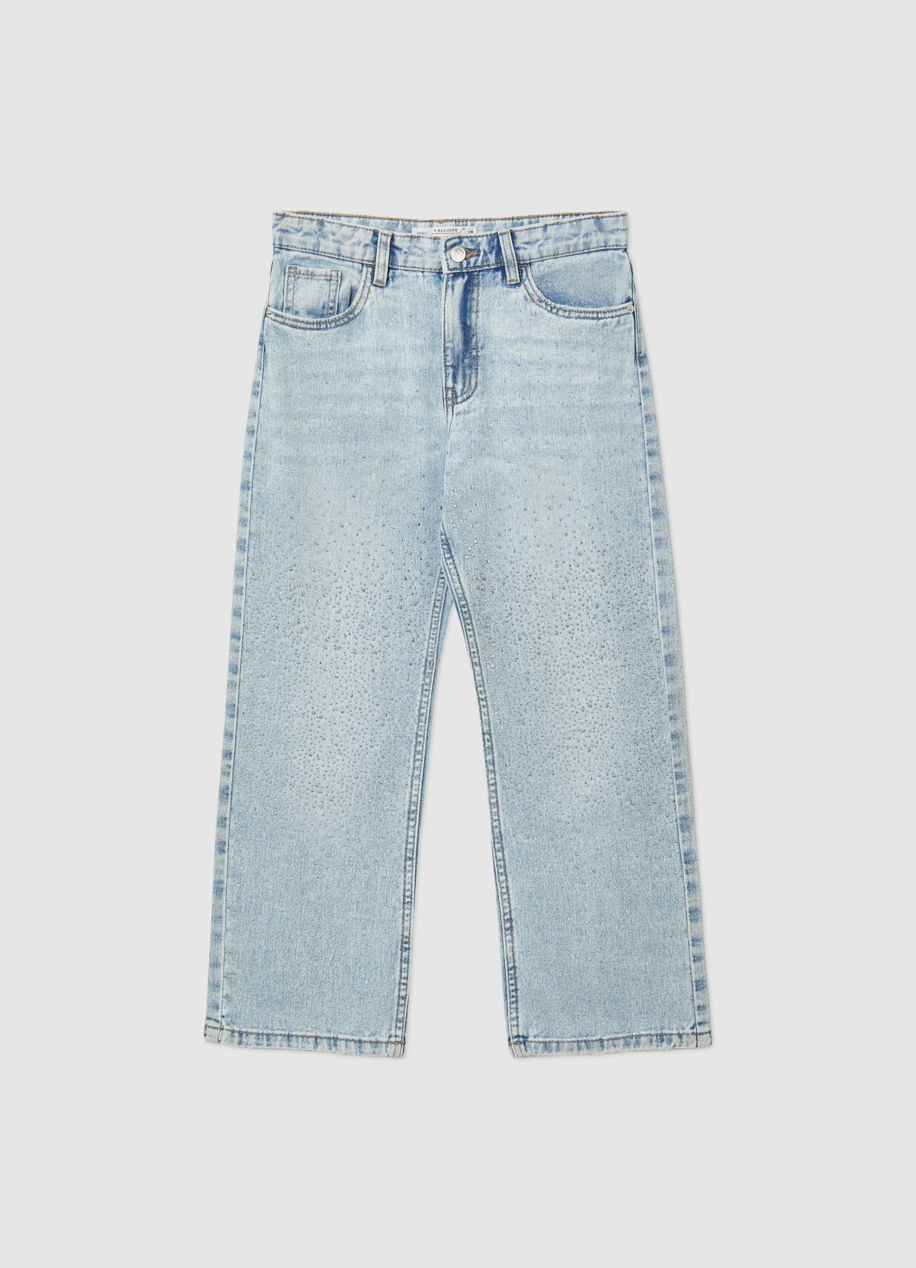 Jeans wide leg con strass