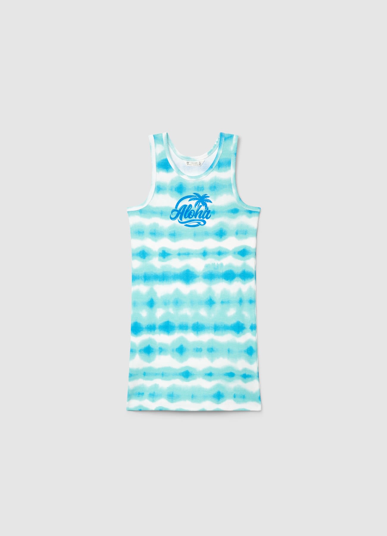 Vestito canotta tie dye con stampa