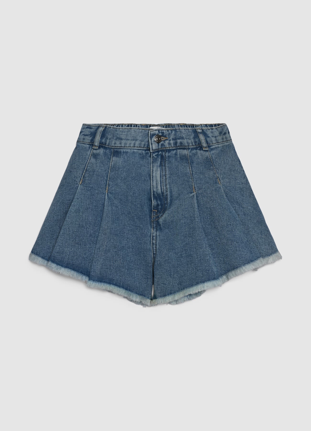 Shorts jeans svasati con pieghe