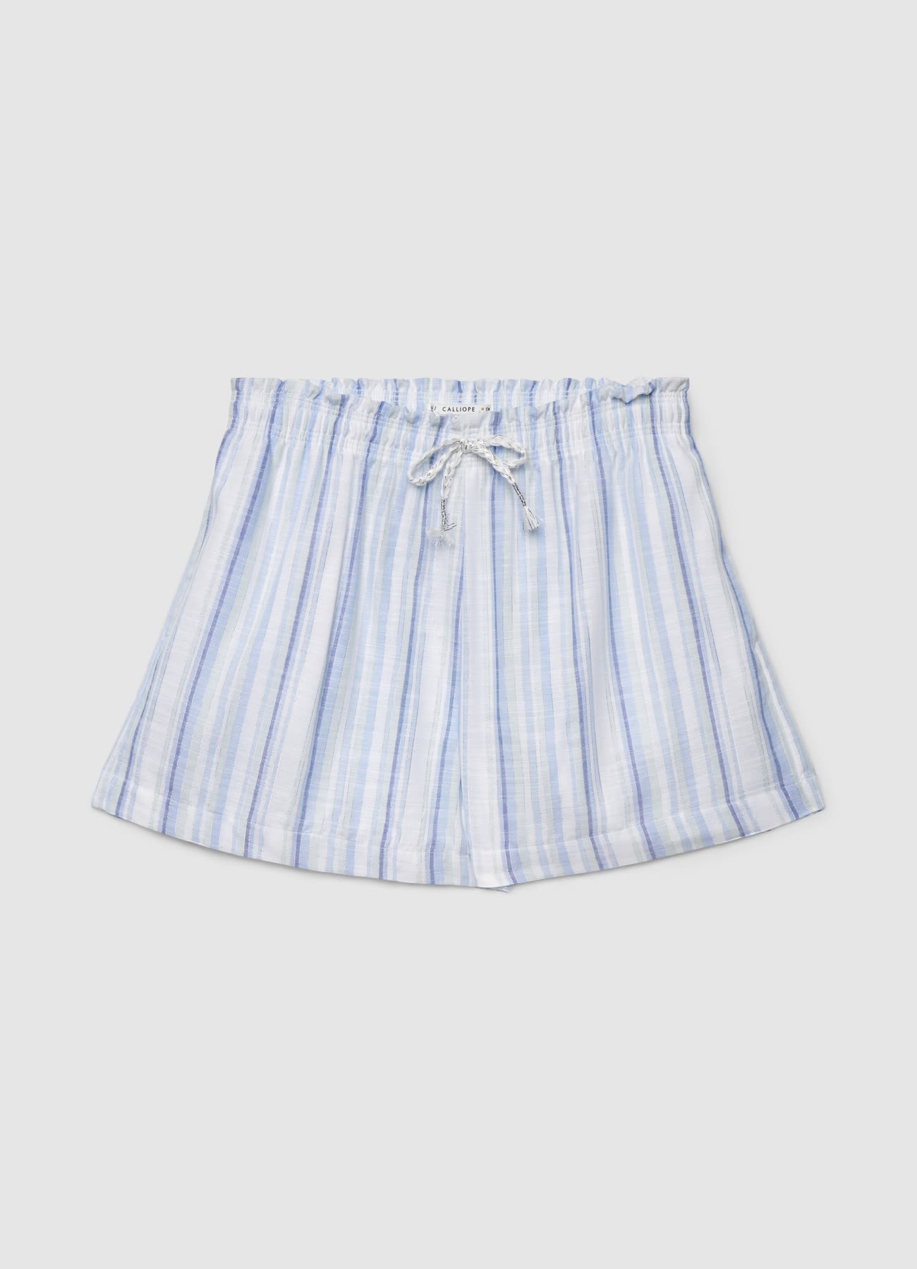 Shorts a righe con vita elasticizzata e coulisse