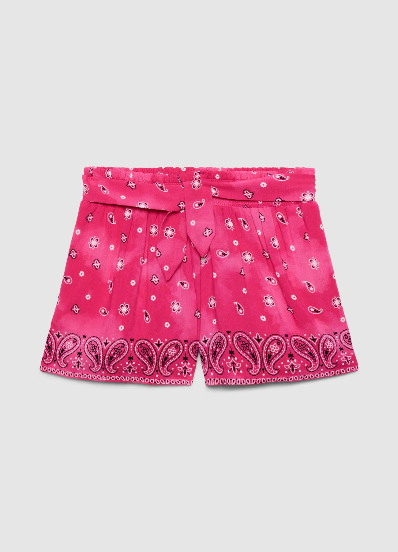 Shorts con stampa paisley e cintura annodata
