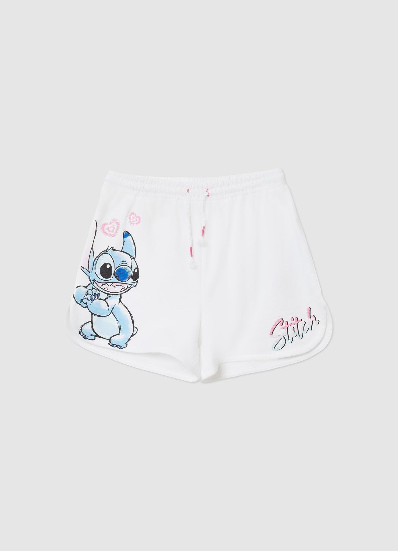 Shorts ginnici con stampa Stitch