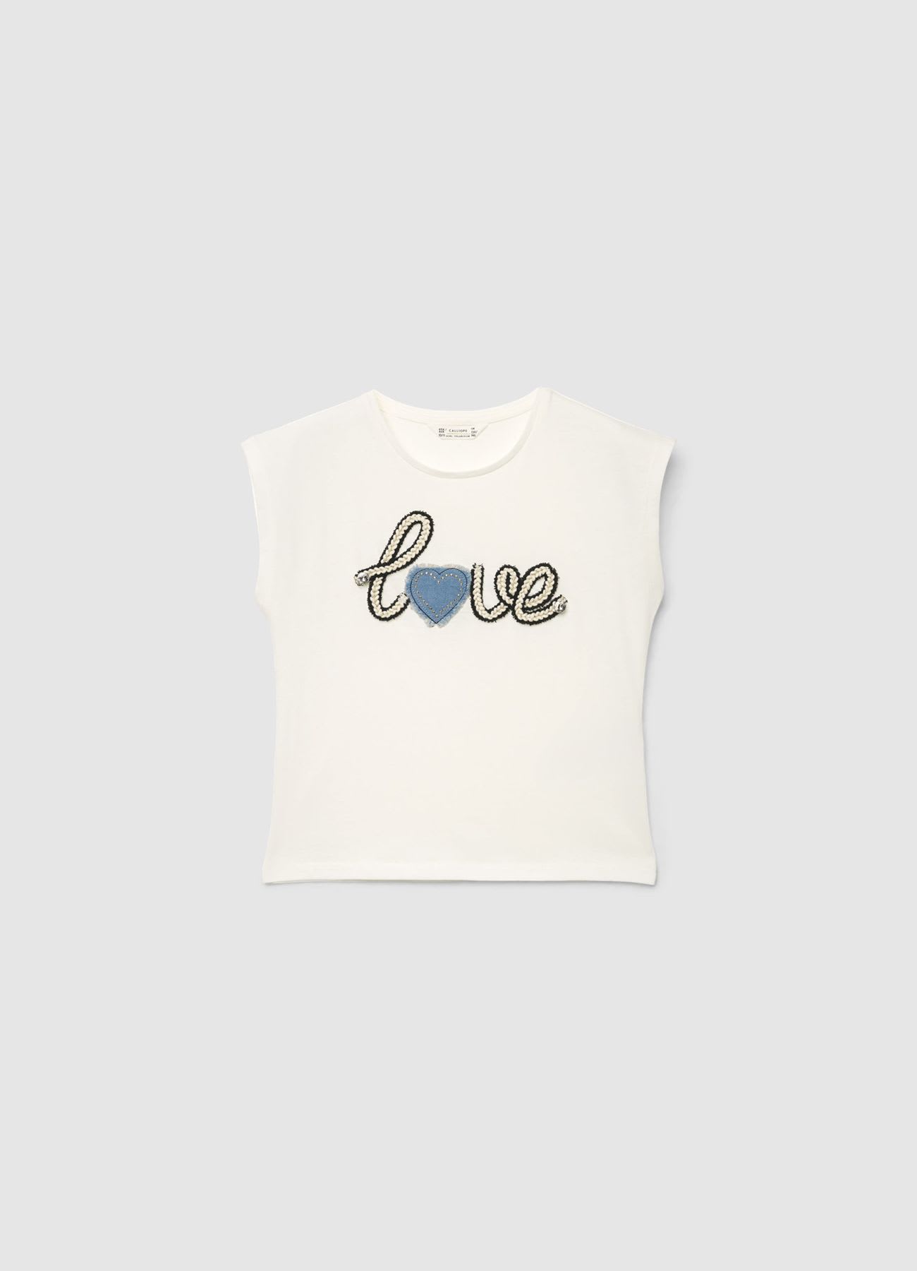 T-shirt con scritta e applicazione cuore