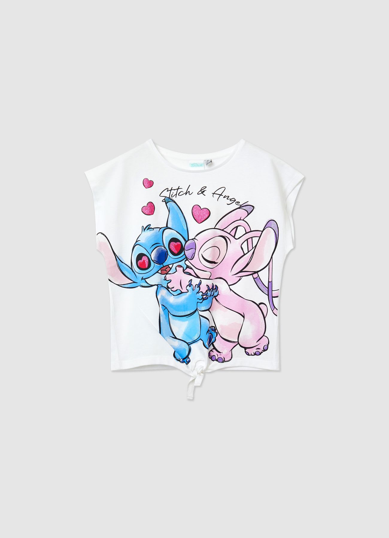 T-shirt con stampa Stitch e Angel