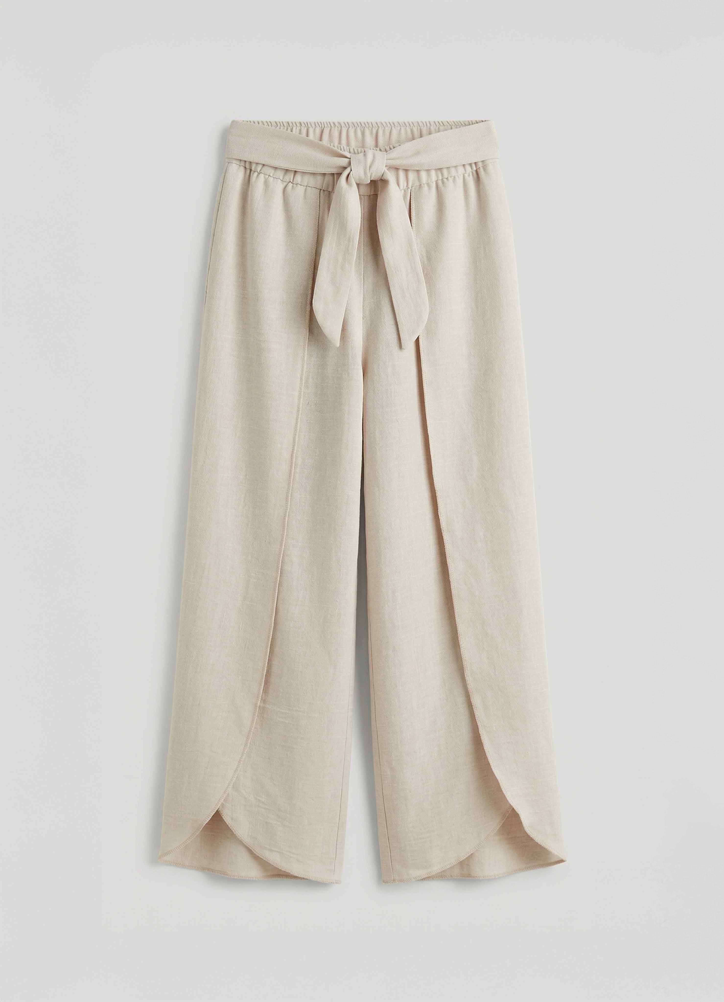 Pantaloni wide leg con cintura annodata