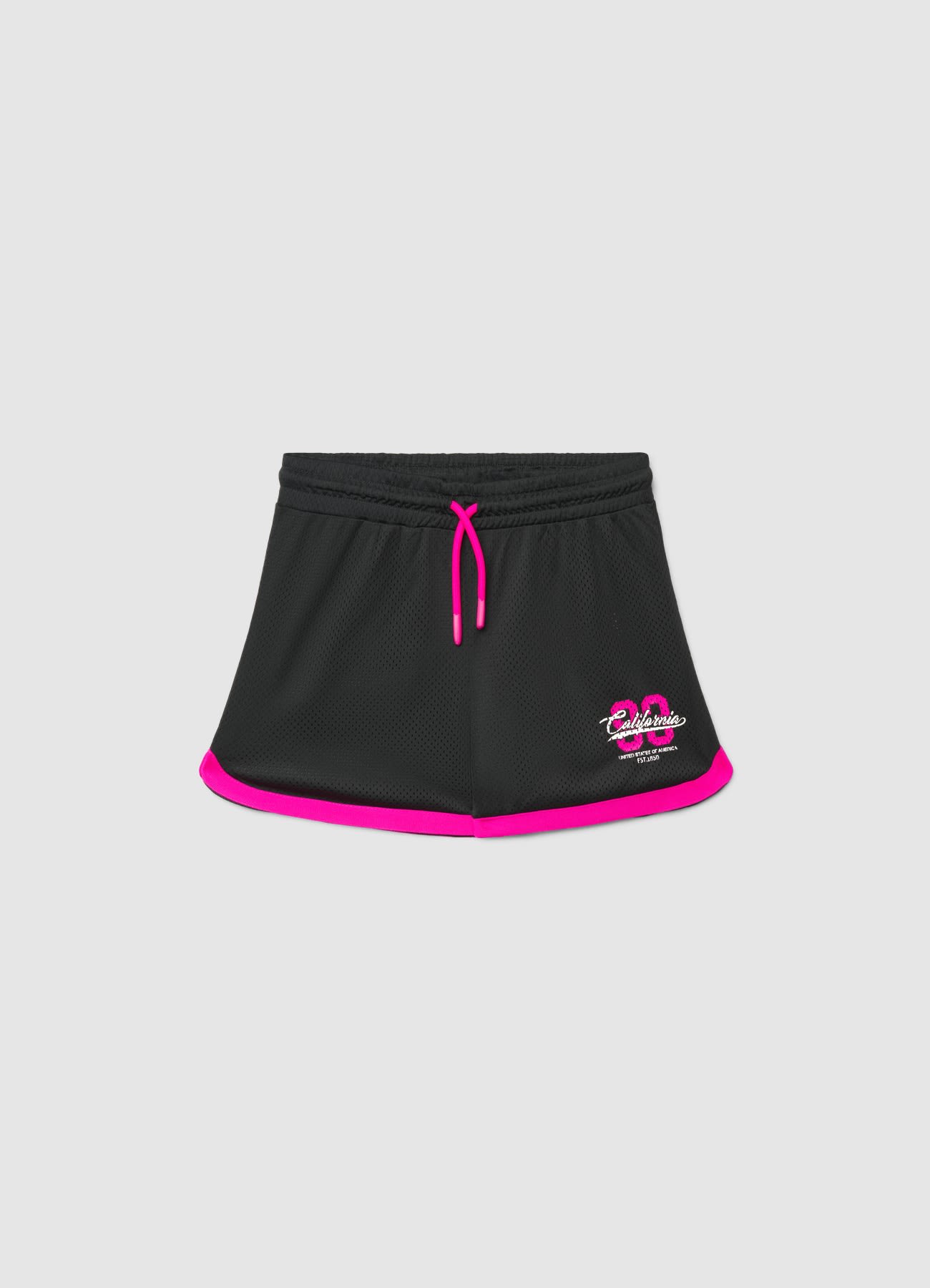 Shorts in rete con scritta