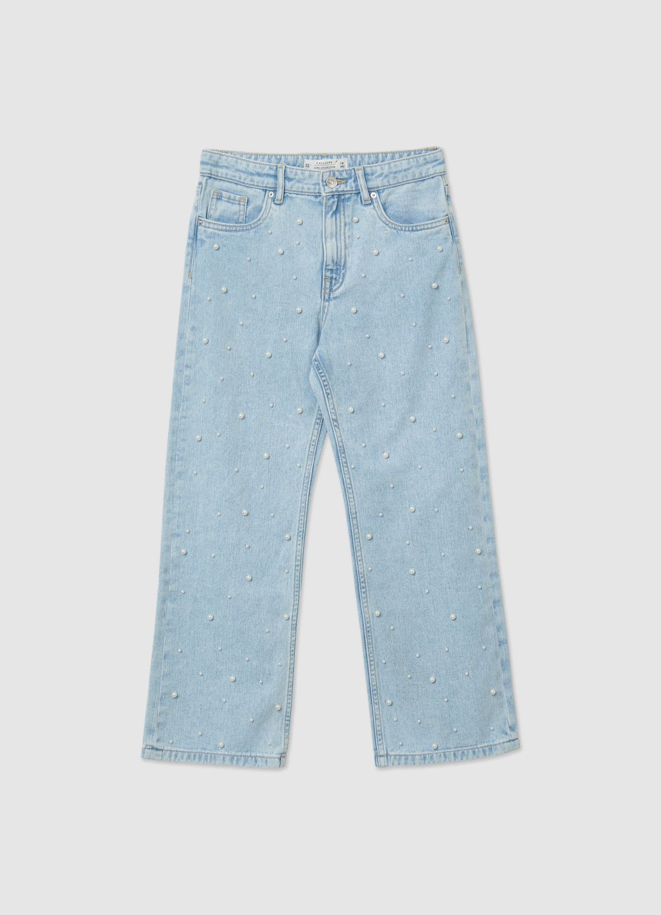 Jeans wide leg con perle