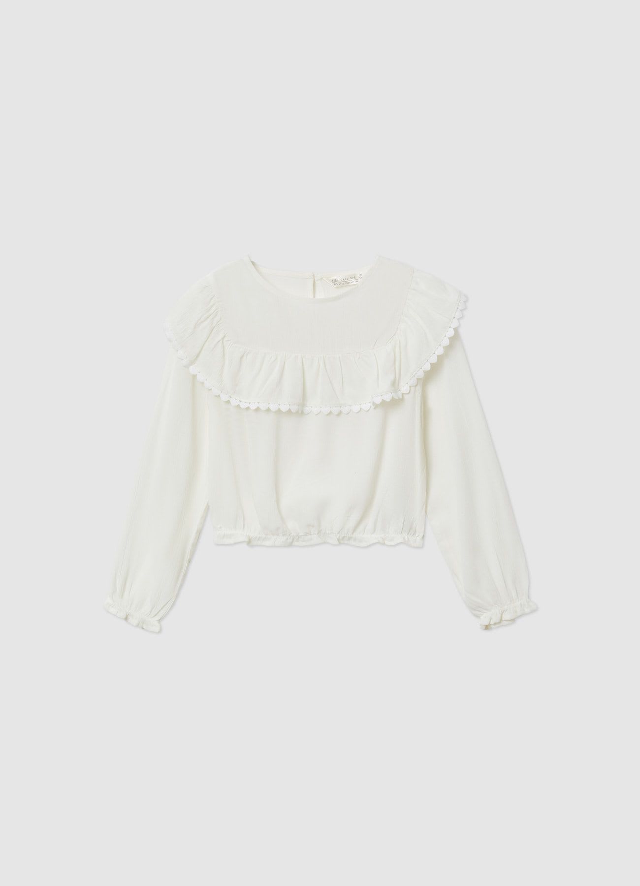 Blusa con rouche e bordo a cuori