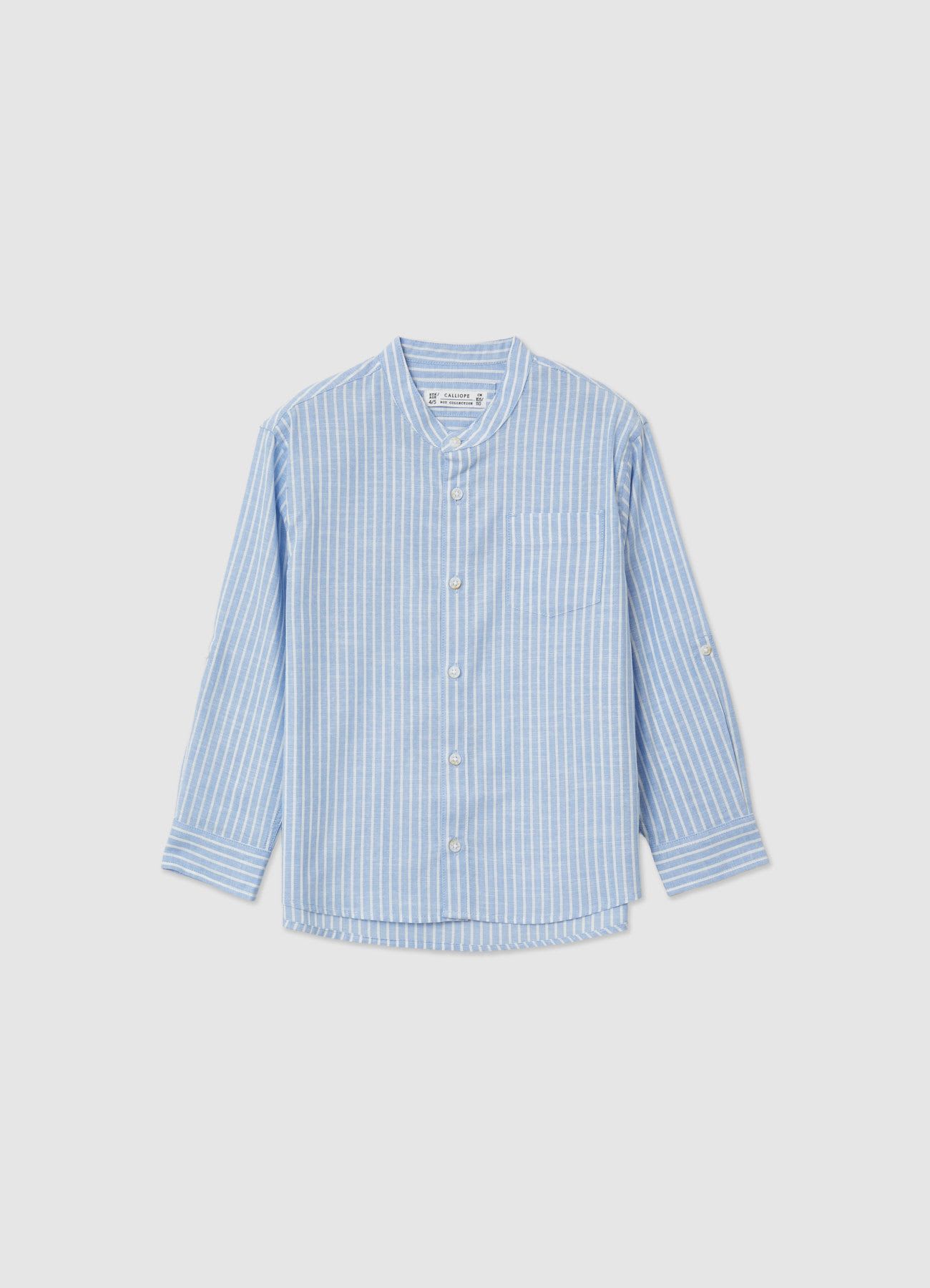 Camicia a righe con collo alla coreana