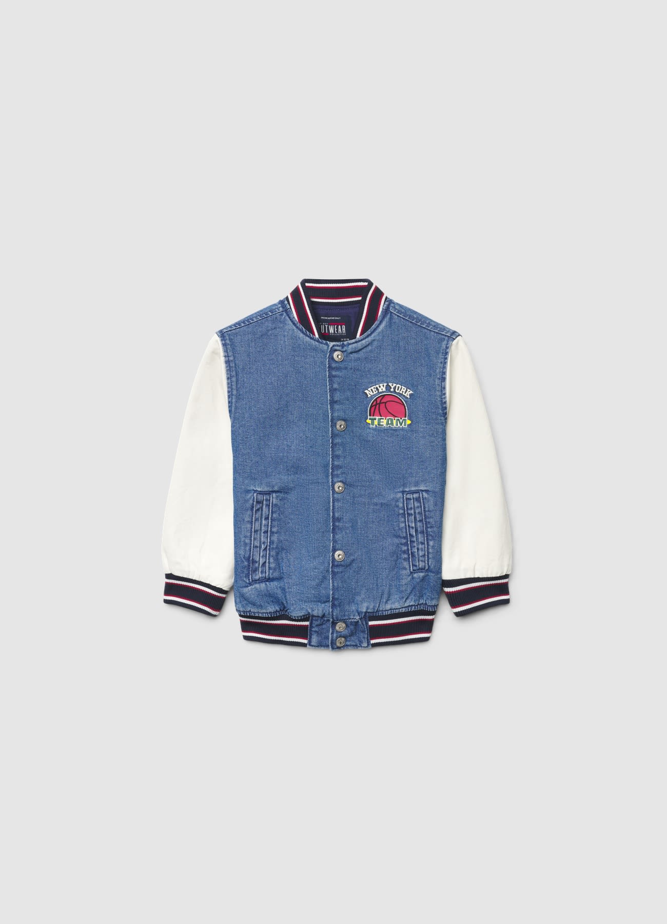 Bomber in denim con applicazioni