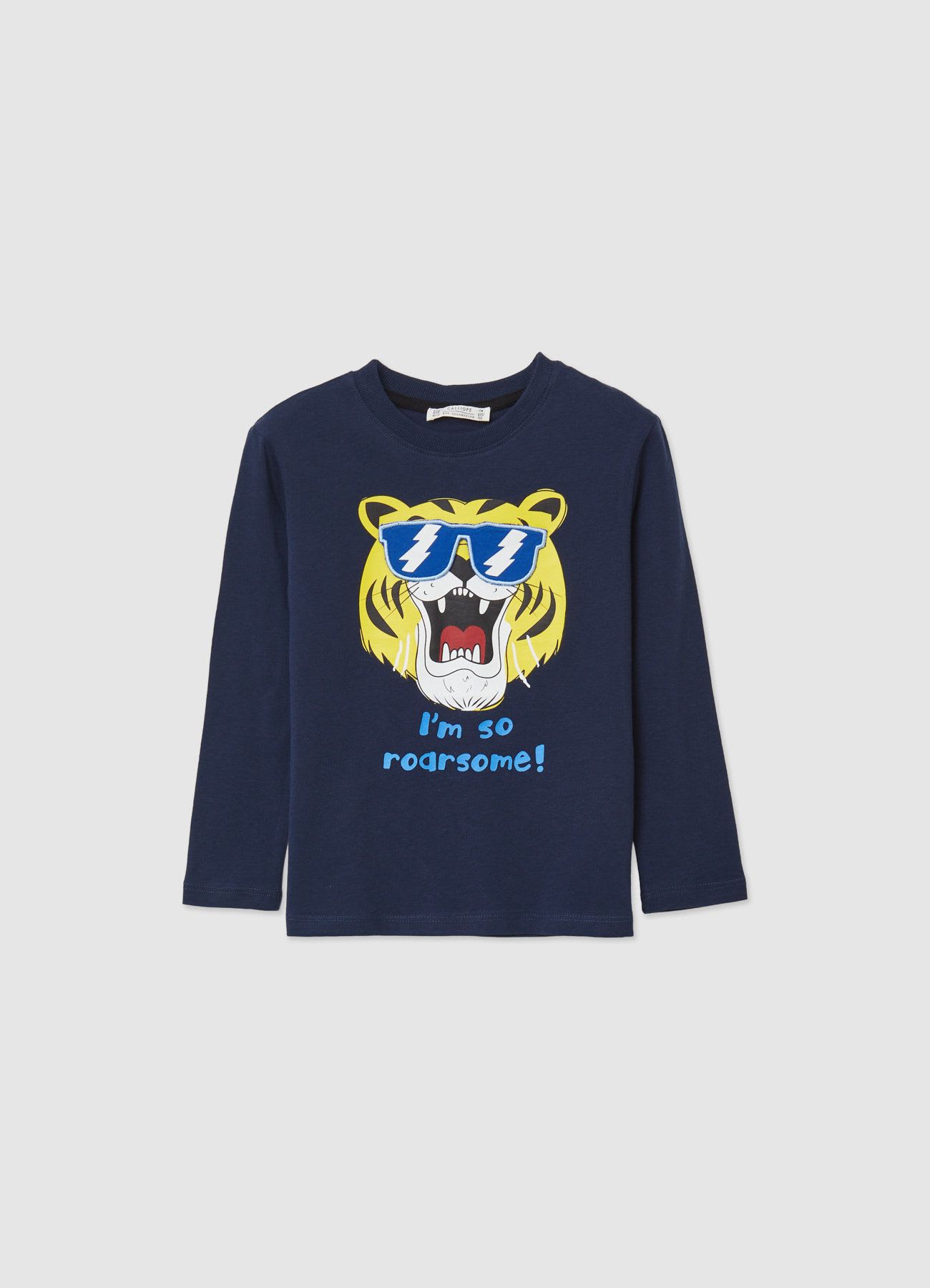 T-shirt con stampa tigre e dettaglio occhiali