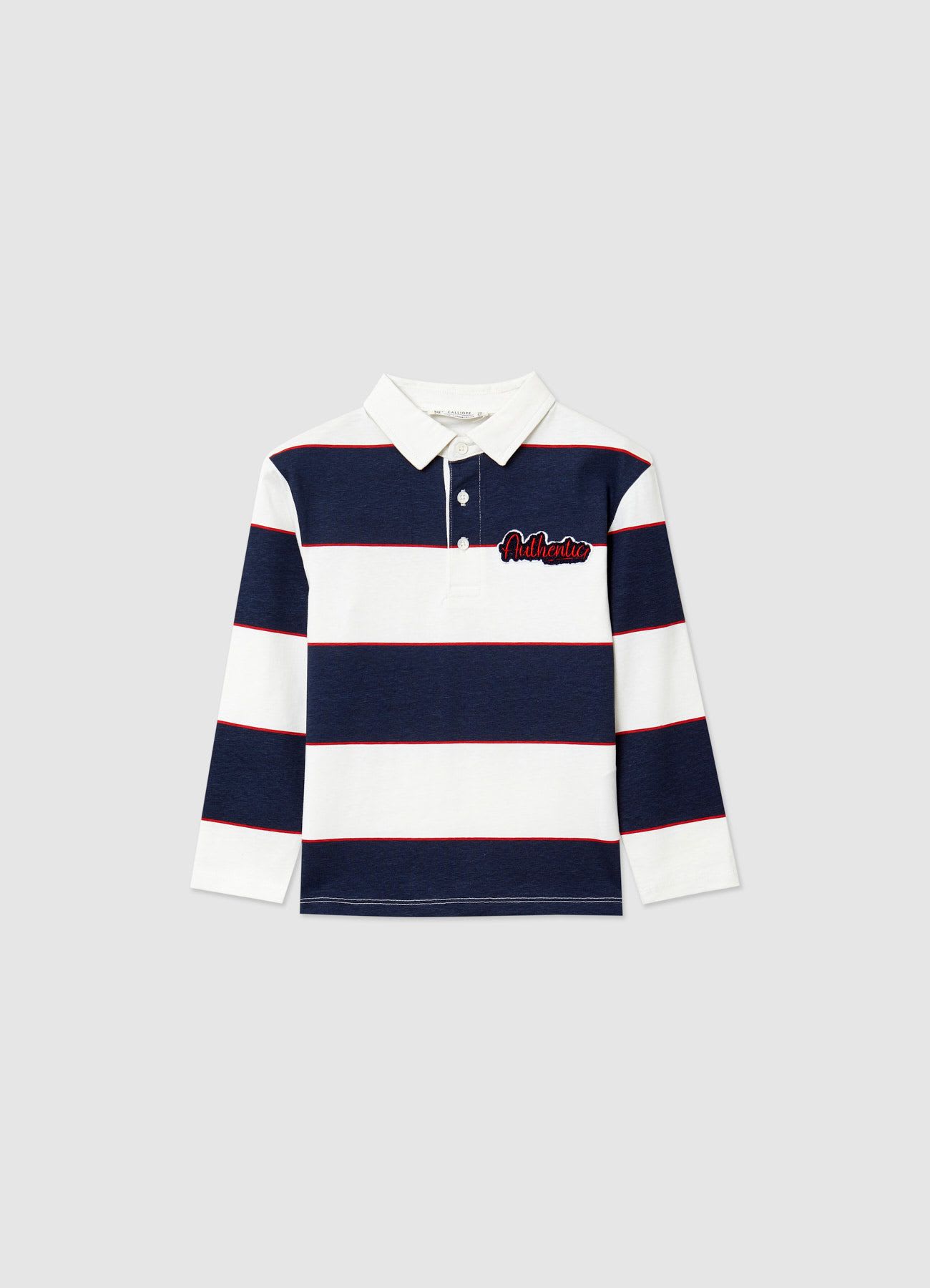T-shirt polo a righe con scritta