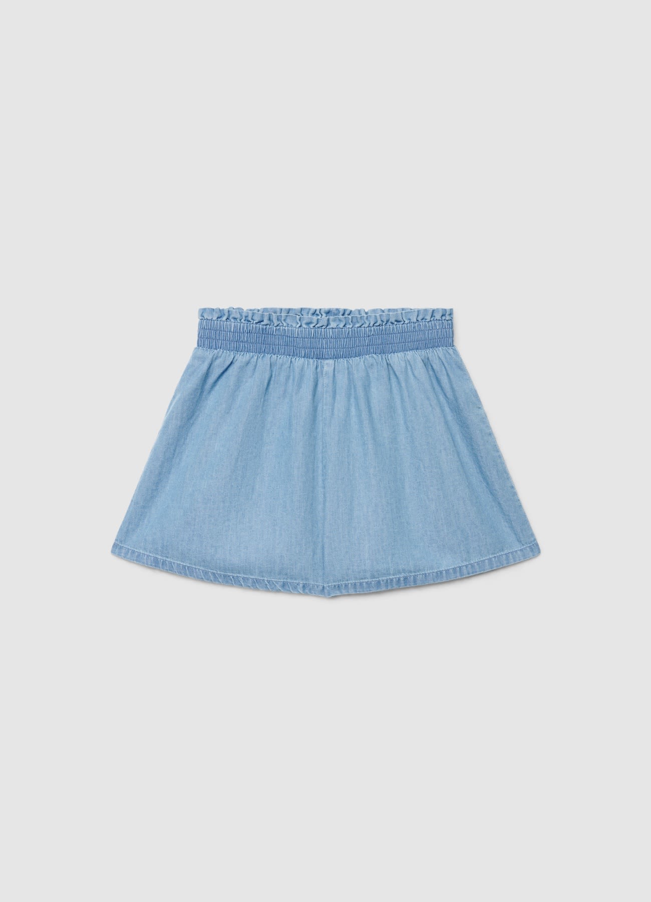 Shorts denim con vita elasticizzata a tinta unita