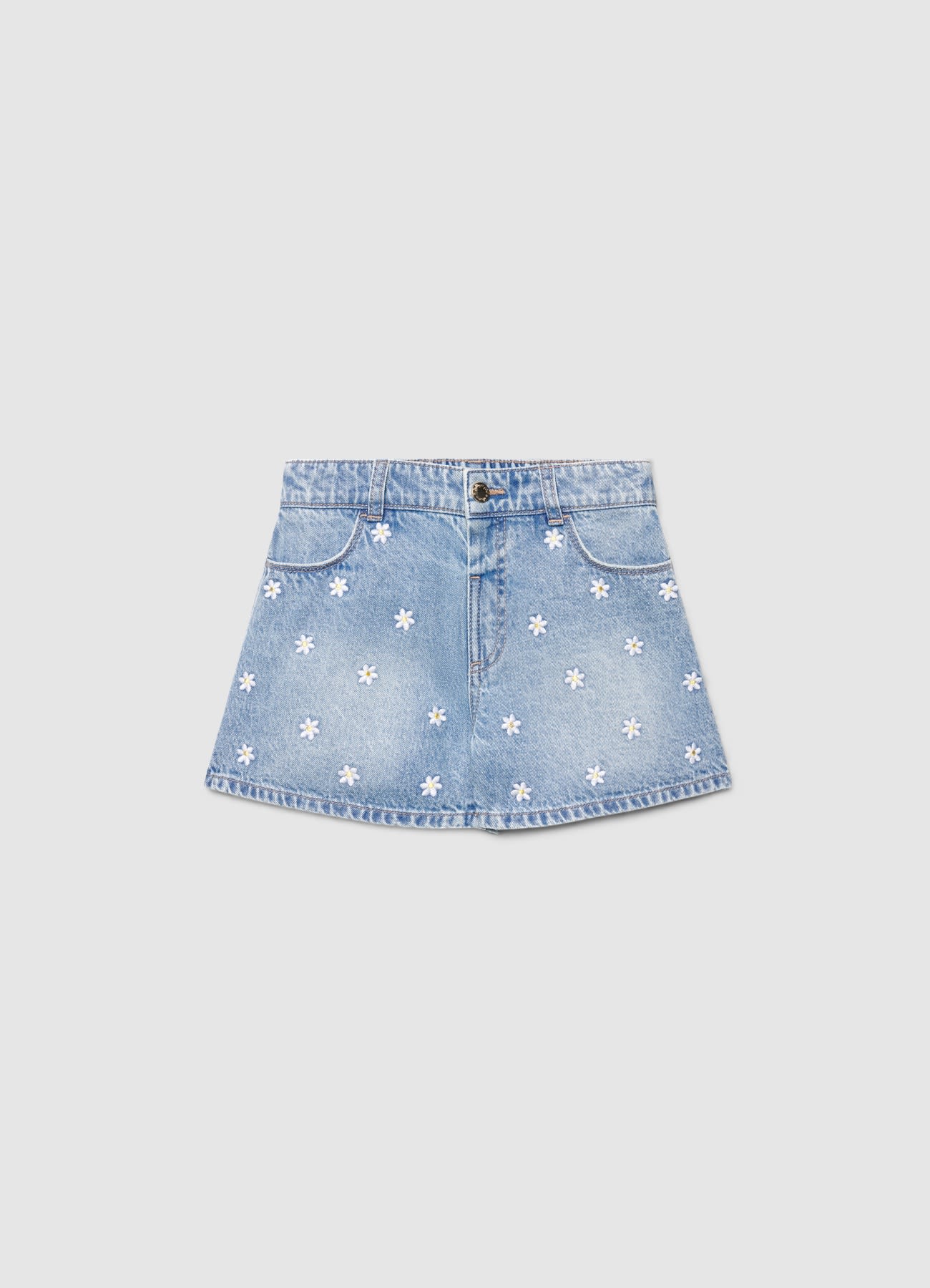 Pantaloncini in jeans con ricami floreali