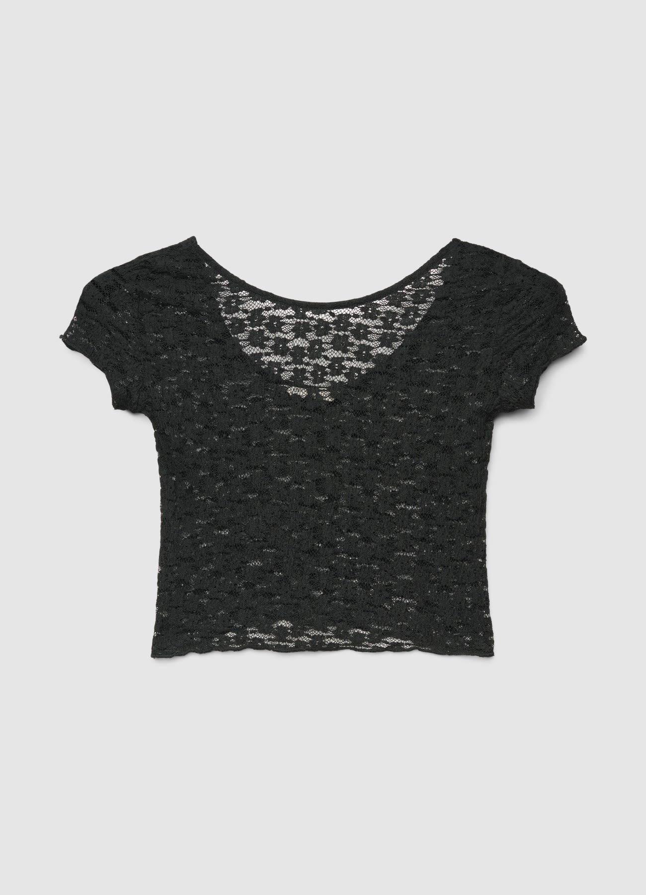 T-shirt in pizzo con scollo ampio